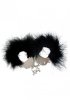 Kajdanki metalowe Metallic Feather z czarnym futrem